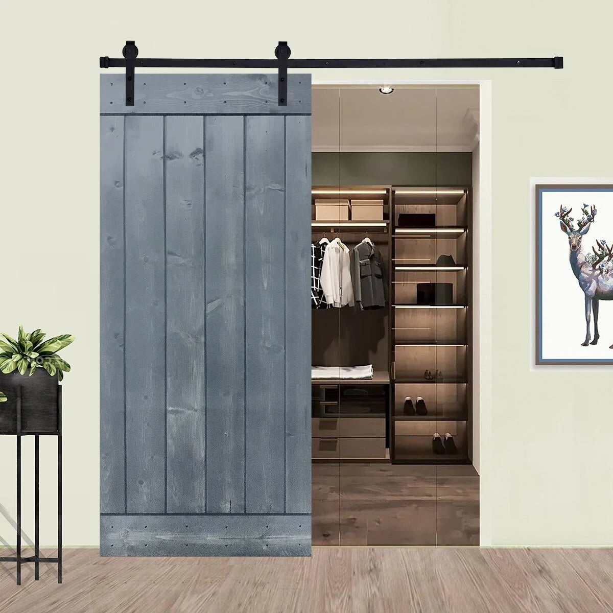 Gray Finish Barn Door with Hardware Kit T83933