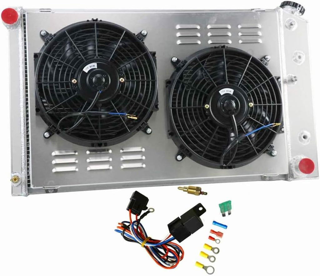 3 Row Aluminum Radiator with Fan Shroud and Thermostat Kit, 32 Overall Width O452976