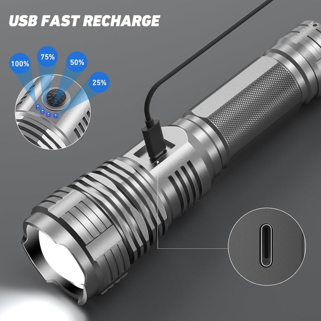 990,000 Lumens Rechargeable LED Flashlight with 5 Modes G636879