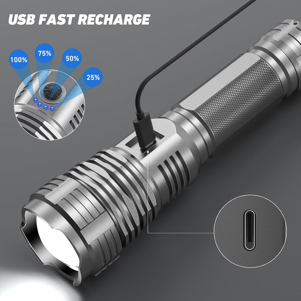 990,000 Lumens Rechargeable LED Flashlight with 5 Modes G636879