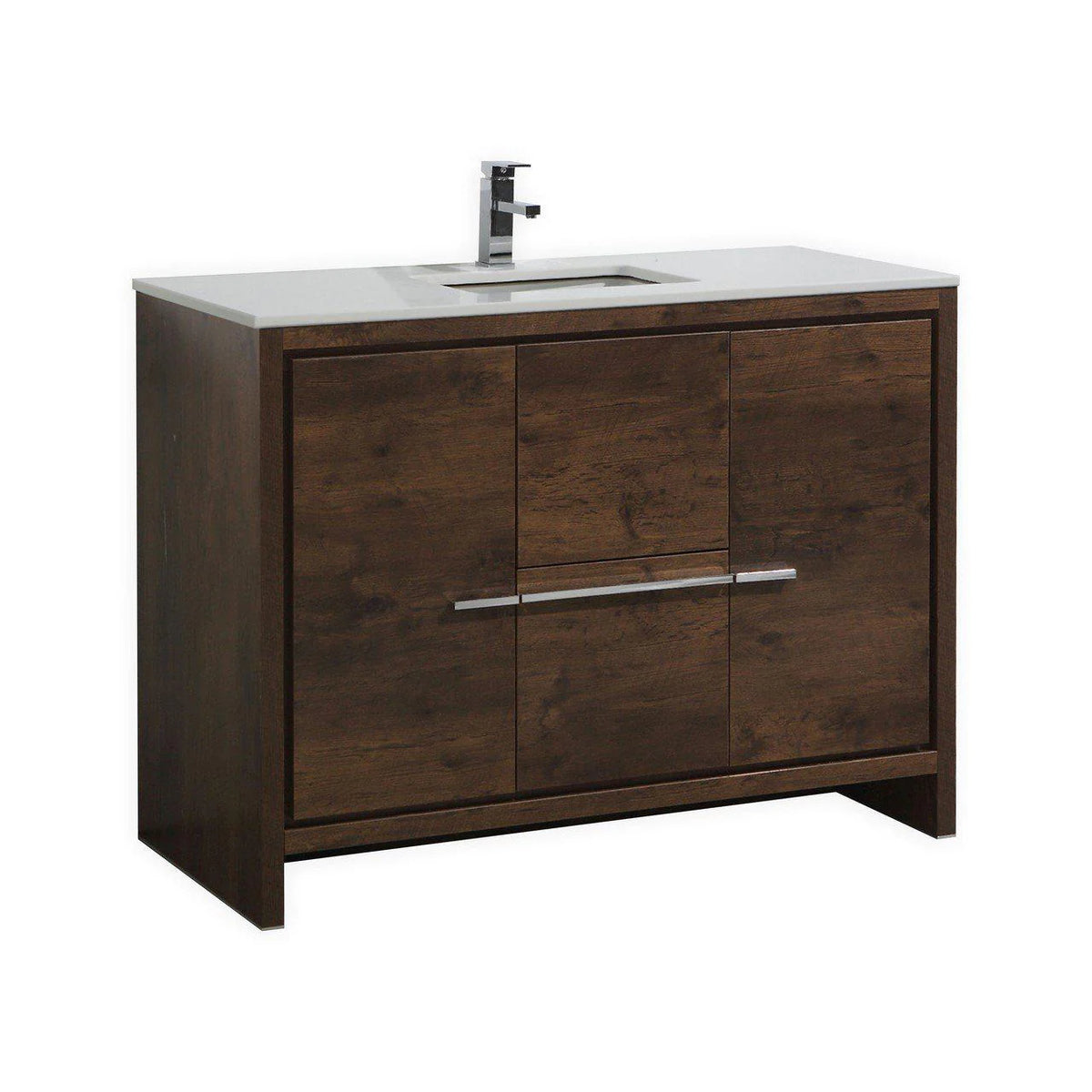 48 in. Rose Wood Bathroom Vanity with White Quartz Counter-Top W3286