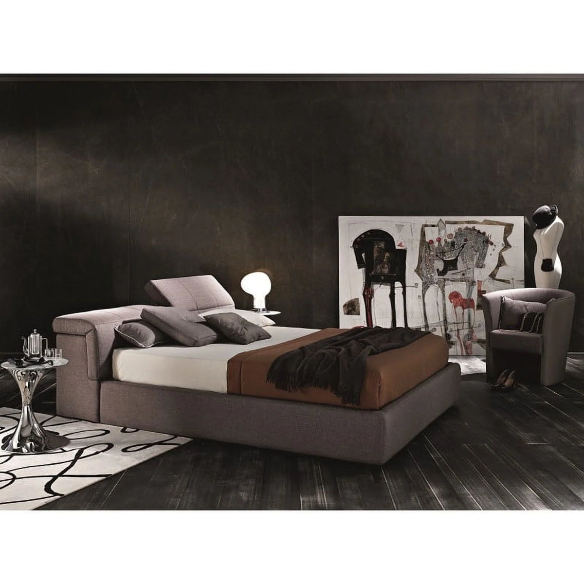 Queen Size Taupe Storage Bed B3748