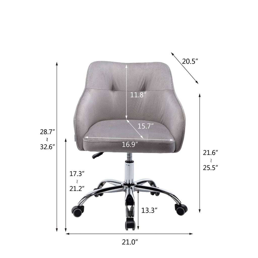 Velvet Upholstered Swivel Tufted Adjustable Height Task Chair W9977