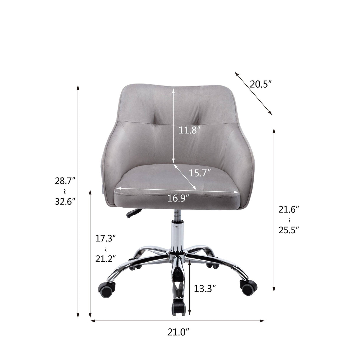 Velvet Upholstered Swivel Tufted Adjustable Height Task Chair W9977