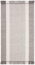 Ivory/Grey Cotton Striped Area Rug, 3' x 5' C7022