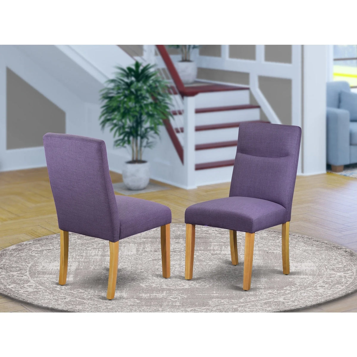 Set Of 2 Parson Chair With Oak Finish Leg And Linen Fabric O3338