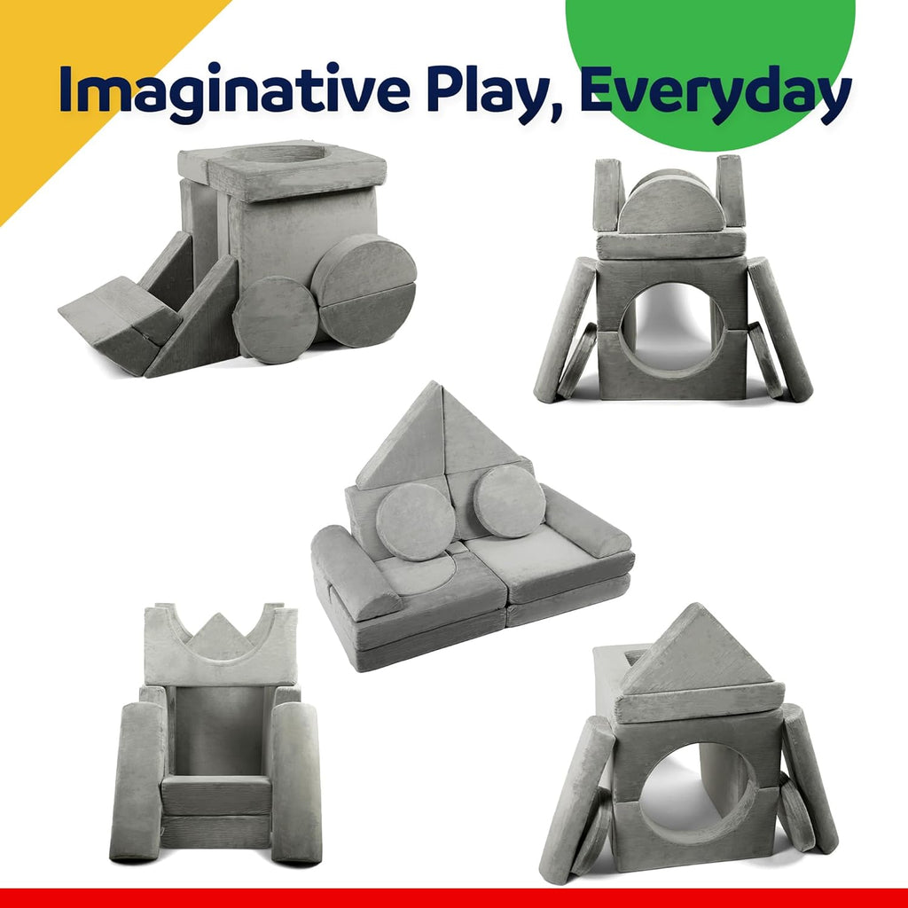 15 Pieces Buildable Plush Play Couch Panels with Ball Pit Square Z632