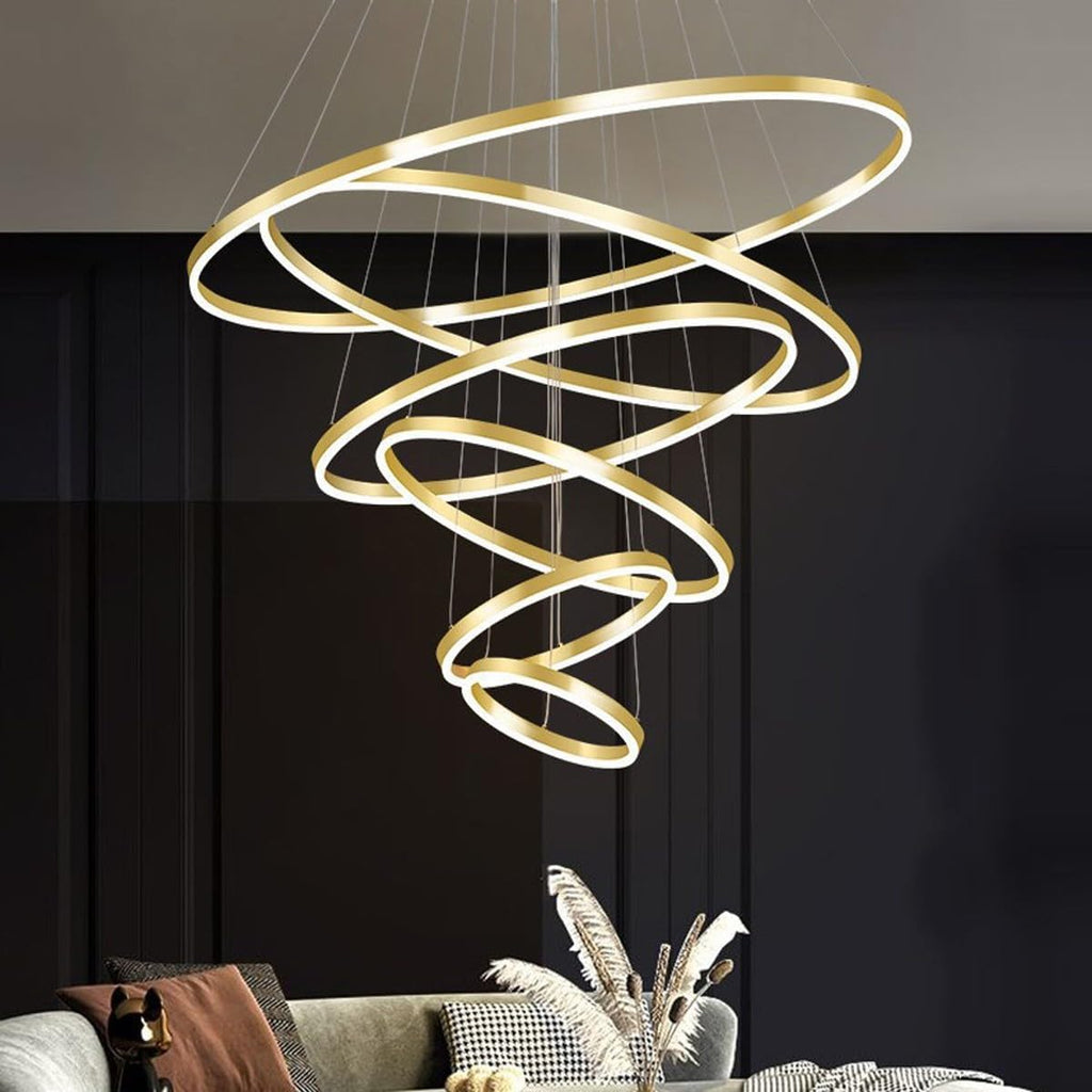 6 Rings Gold LED Chandelier with Remote Control Q655935