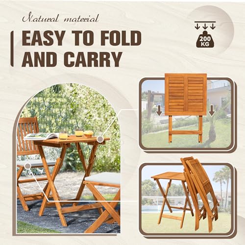 3 Piece Acacia Wood Folding Bistro Set Z7927