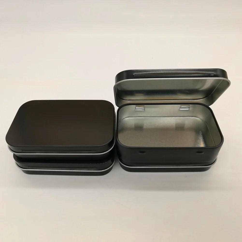 5 PCS Mini Rectangular Tin Storage Boxes with Lids Black J531