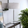 Minimalist Bedside Table Lamp with Linen Drum Shade V63677