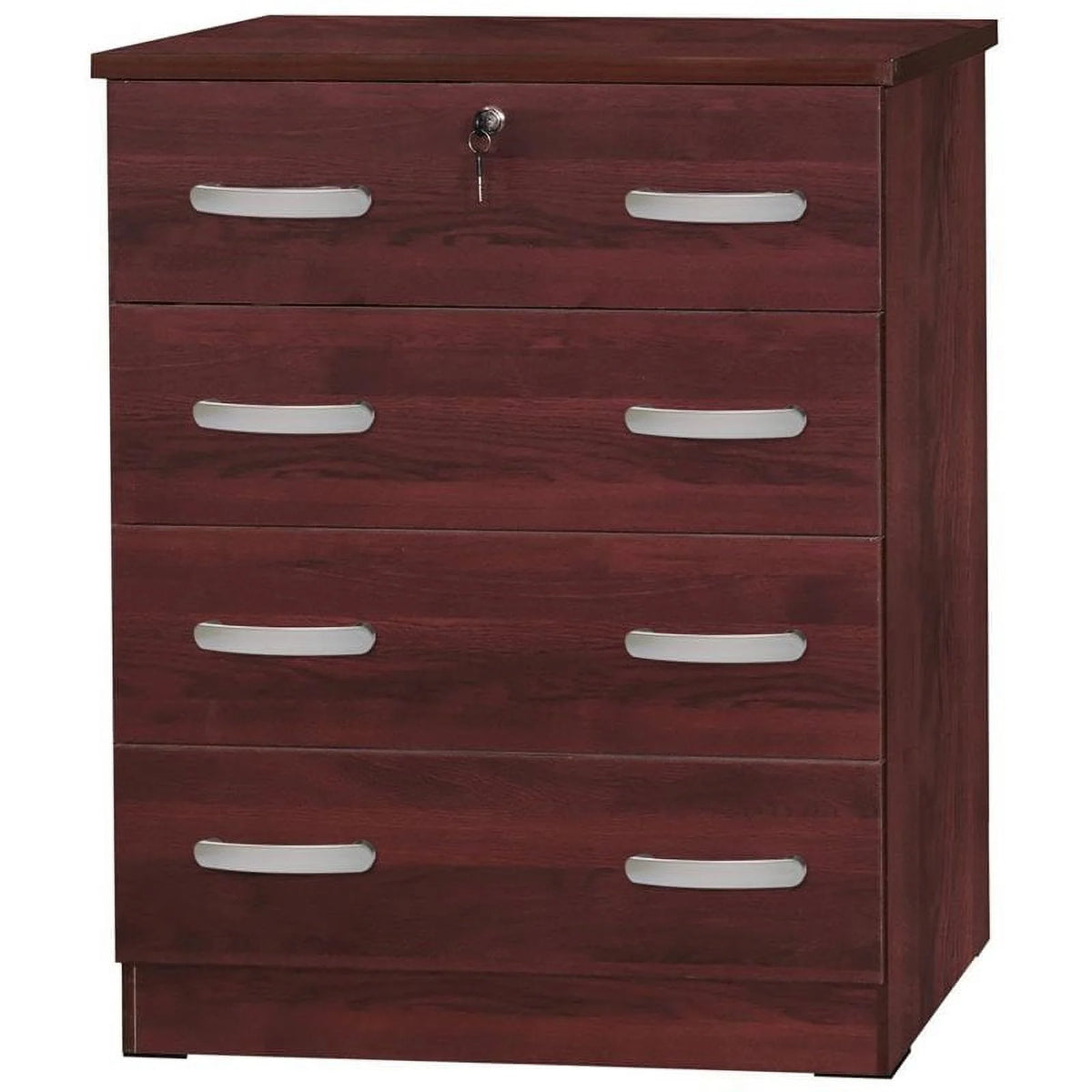 Pine Twin Bed and Dresser with Lock in Mahogany I4766