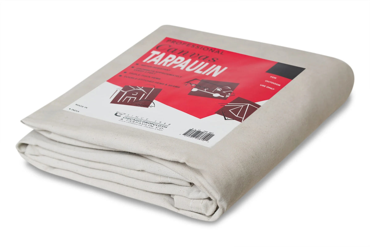 White 8 x 10 ft Canvas Tarp Cloth A958582