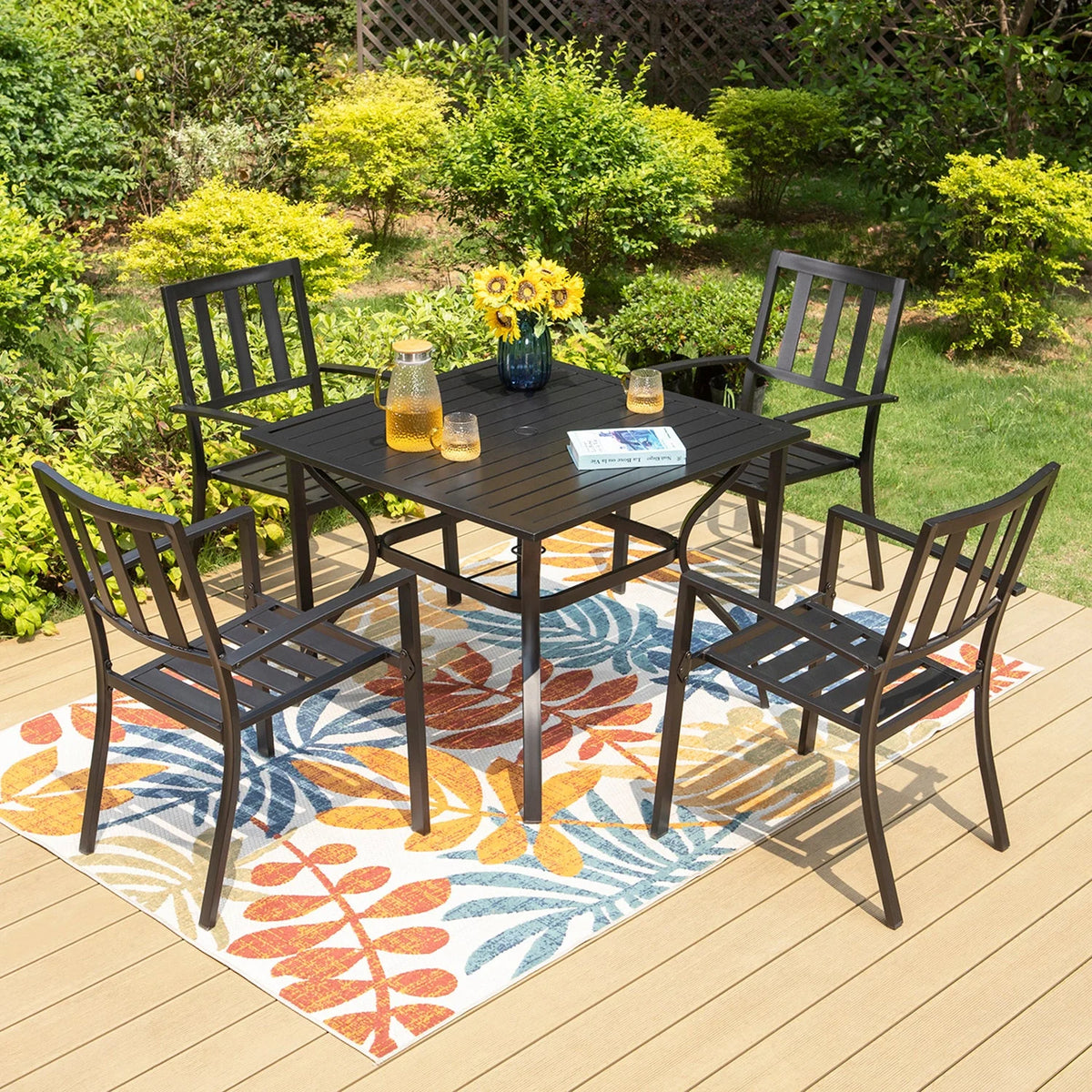 7 Piece Outdoor Patio Dining Set Metal Table and Chairs Q21887