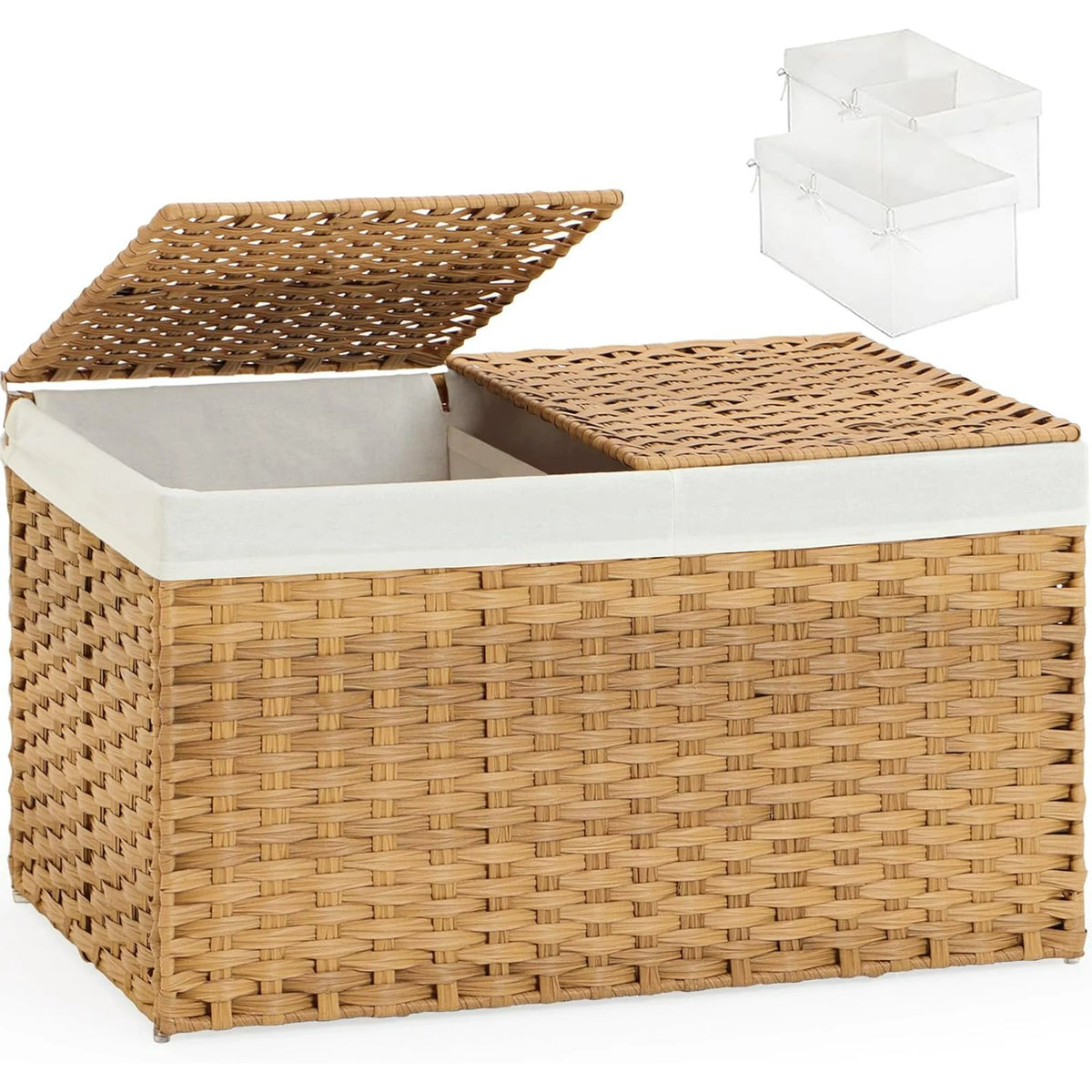 Natural Woven Rattan Storage Basket with Lid 42.3 Gallon Q781288