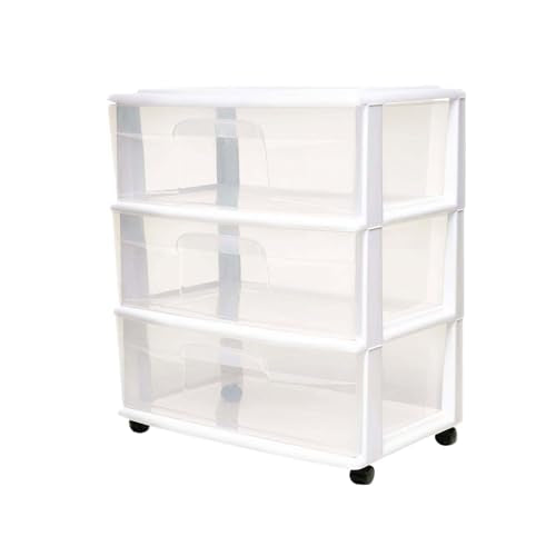 3-Tier Clear Plastic Storage Organizer Cart with Wheels D49133
