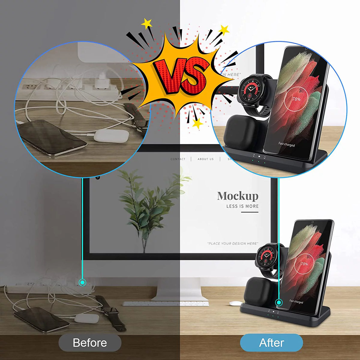 3 in 1 Wireless Charger Black W72997