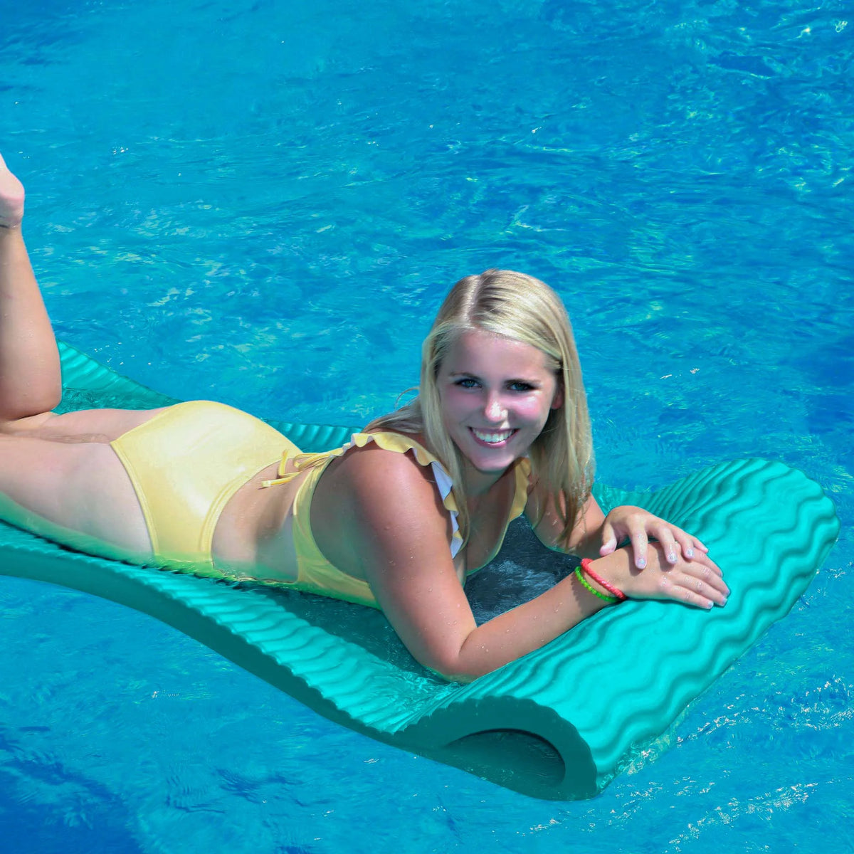 Seafoam Blue Foam Swimming Pool Lounger Mat J76211