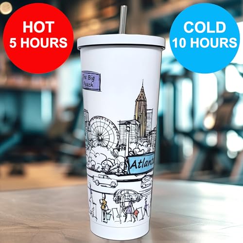 25 Oz Vacuum Insulated Stainless Steel Tumbler with Lids & Straw C321