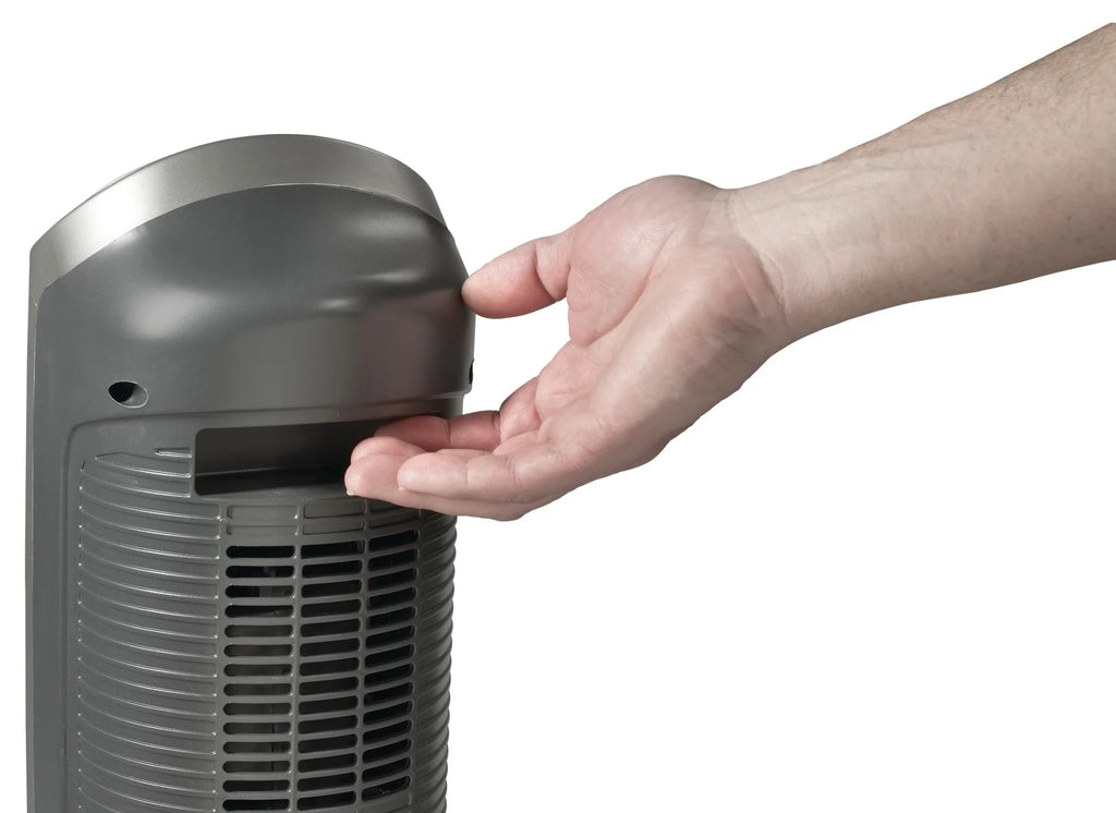 23" 1500W Oscillating Ceramic Space Heater with Timer, Remote, Silver T5956