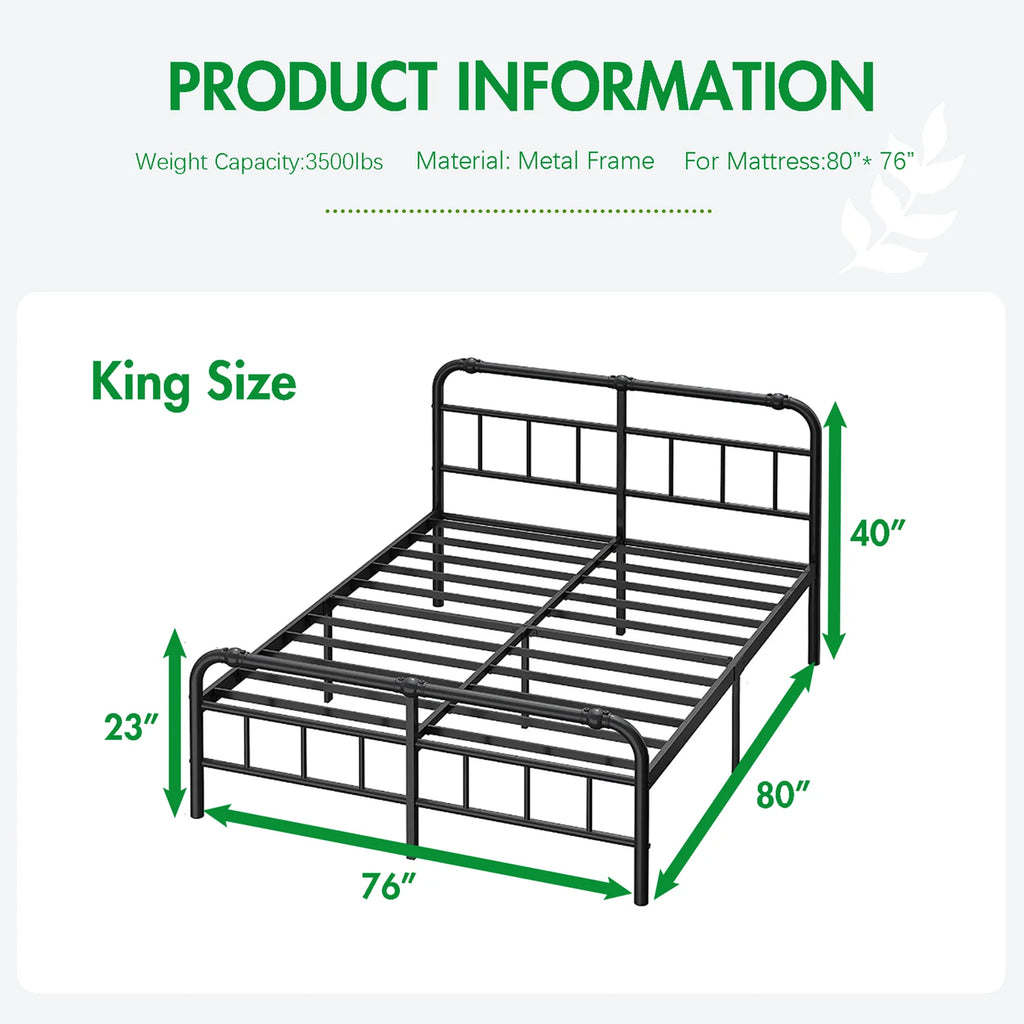 King Bed Frame with Headboard and Footboard X927805