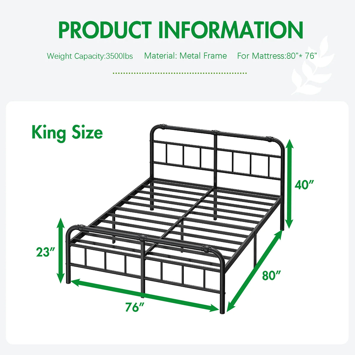 King Bed Frame with Headboard and Footboard X927805