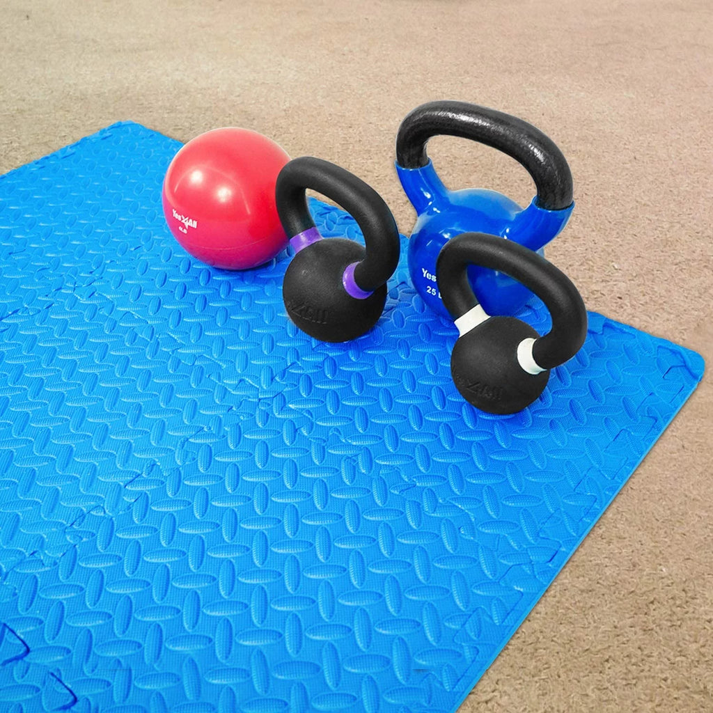 6 pcs Interlocking Exercise Foam Mats 3/8 inch Black T3856