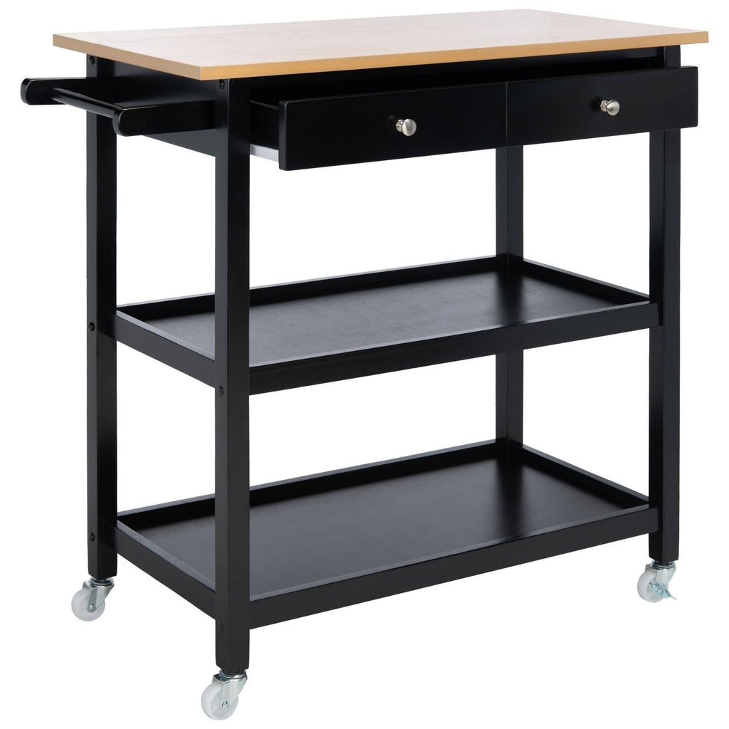 Black 2 Drawer 3 Shelf Kitchen Cart N98401