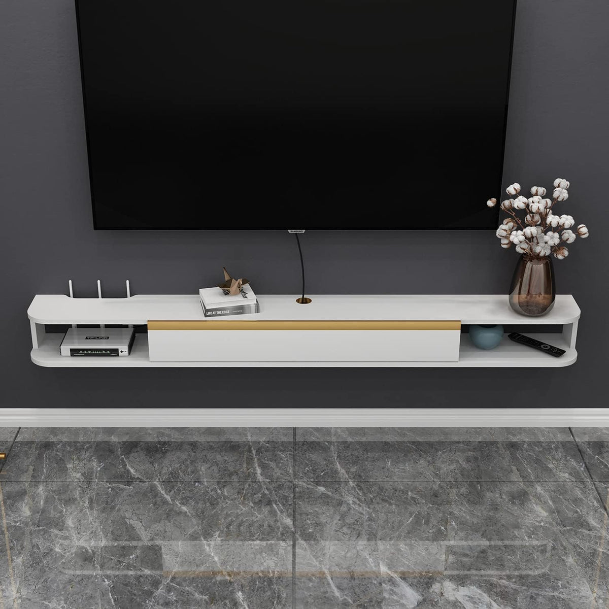 Light Gray Wall-Mounted Floating TV Stand Z64617