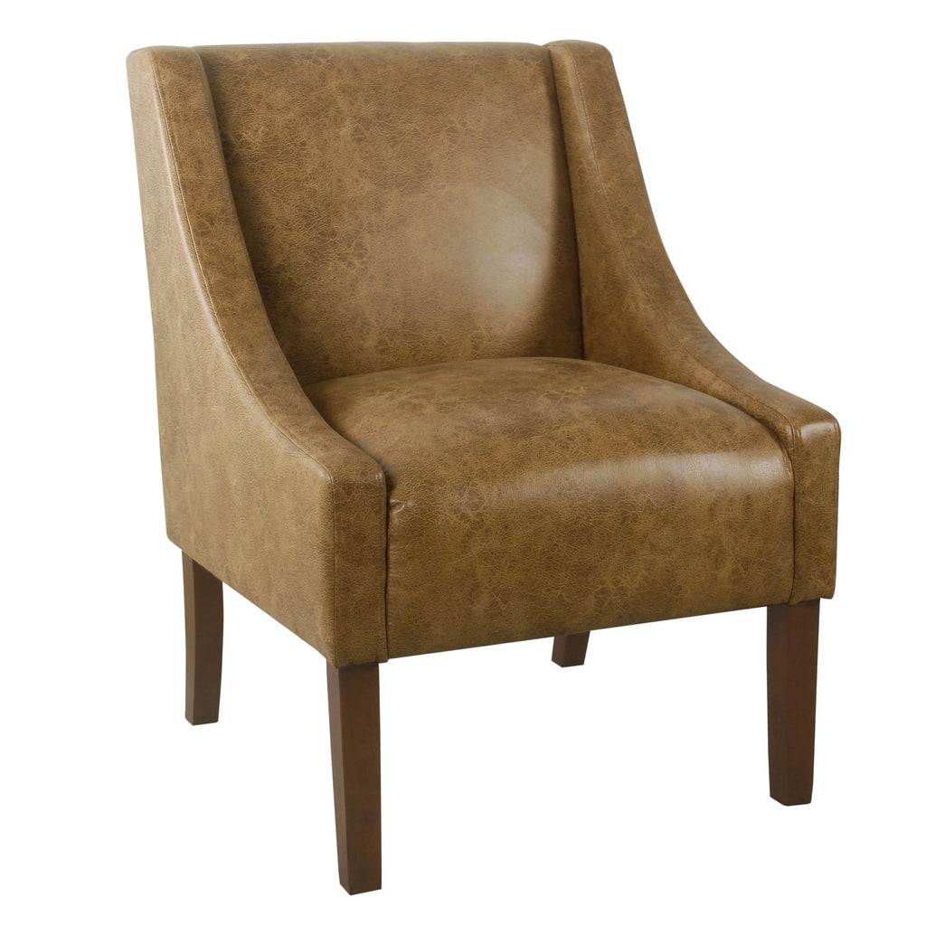 Distressed Brown Faux Leather Accent Chair V470