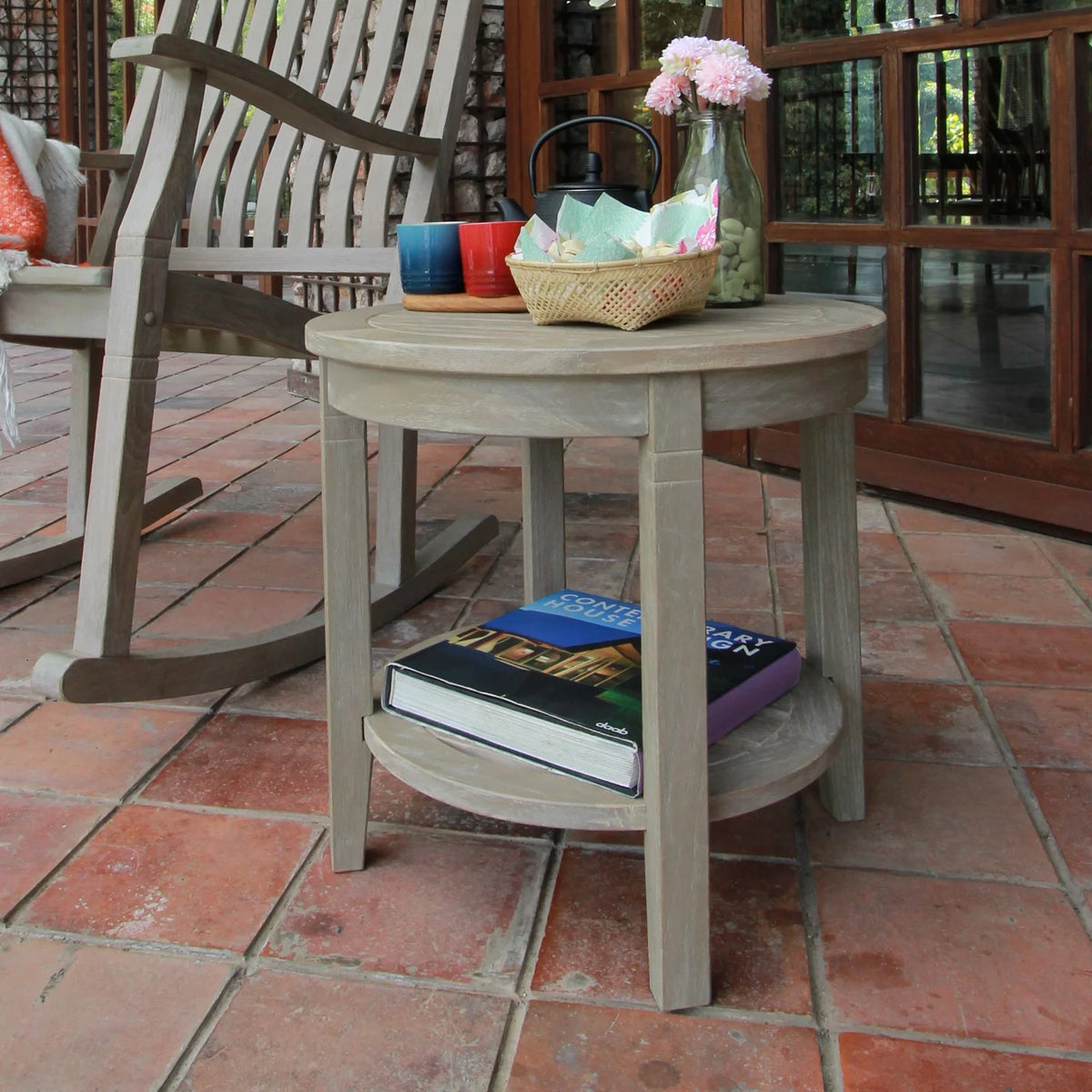 Solid Teak Round Side Table T87691