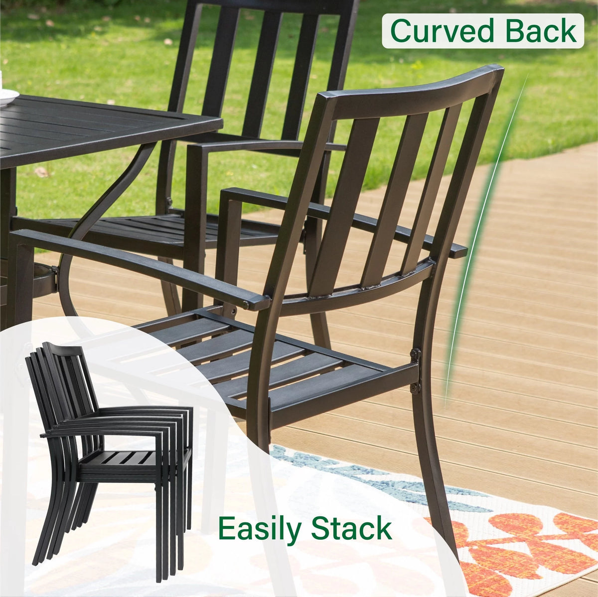 7 Piece Outdoor Patio Dining Set Metal Table and Chairs Q21887
