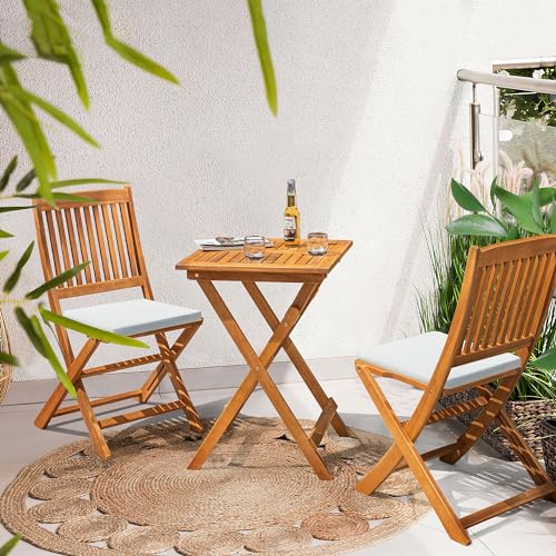 3 Piece Acacia Wood Folding Bistro Set Z7927