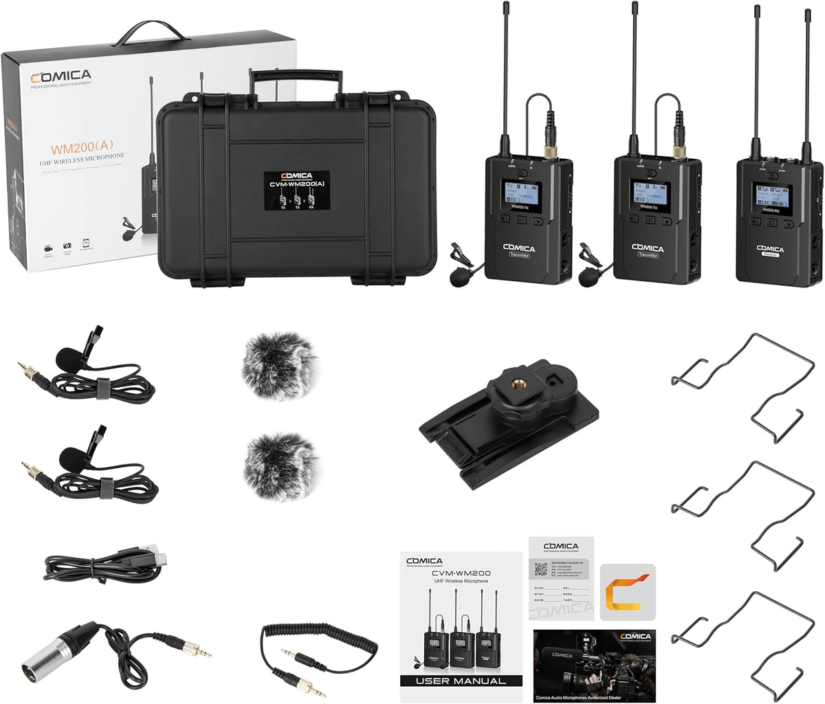 Wireless Lavalier Microphone, 96-Channel UHF Dual Lavalier Microphone System (2TX+1RX) V989160