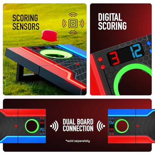 Electronic Cornhole Board Set with Auto Scoring and 8 Bean Bags O878821