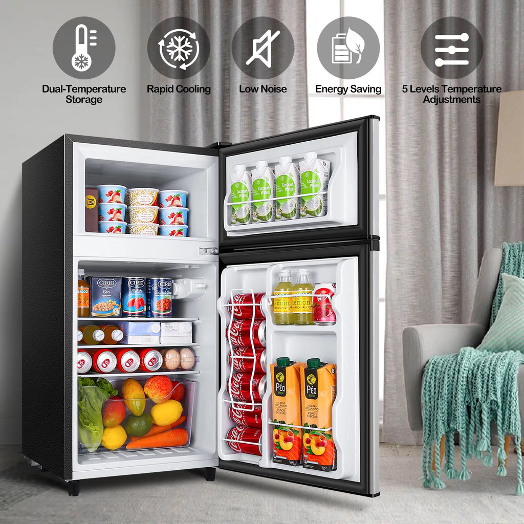 Two Door Mini Fridge with Freezer, 3.5 Cu ft I4313