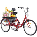 24/26-Inch 3-Wheel Adult Tricycle with 7-Speed Gearing and Basket J684