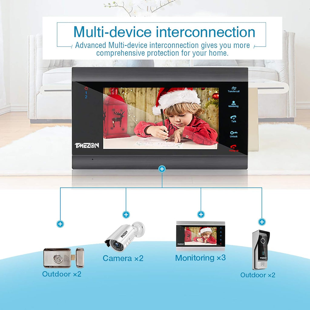 Wireless WIFI Video Door Phone IP Doorbell Intercom System with Camera 7 Inch 1x1080P Wired Camera Night Vision N49596