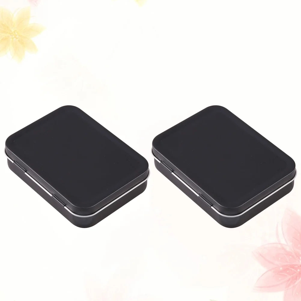 5 PCS Mini Rectangular Tin Storage Boxes with Lids Black J531