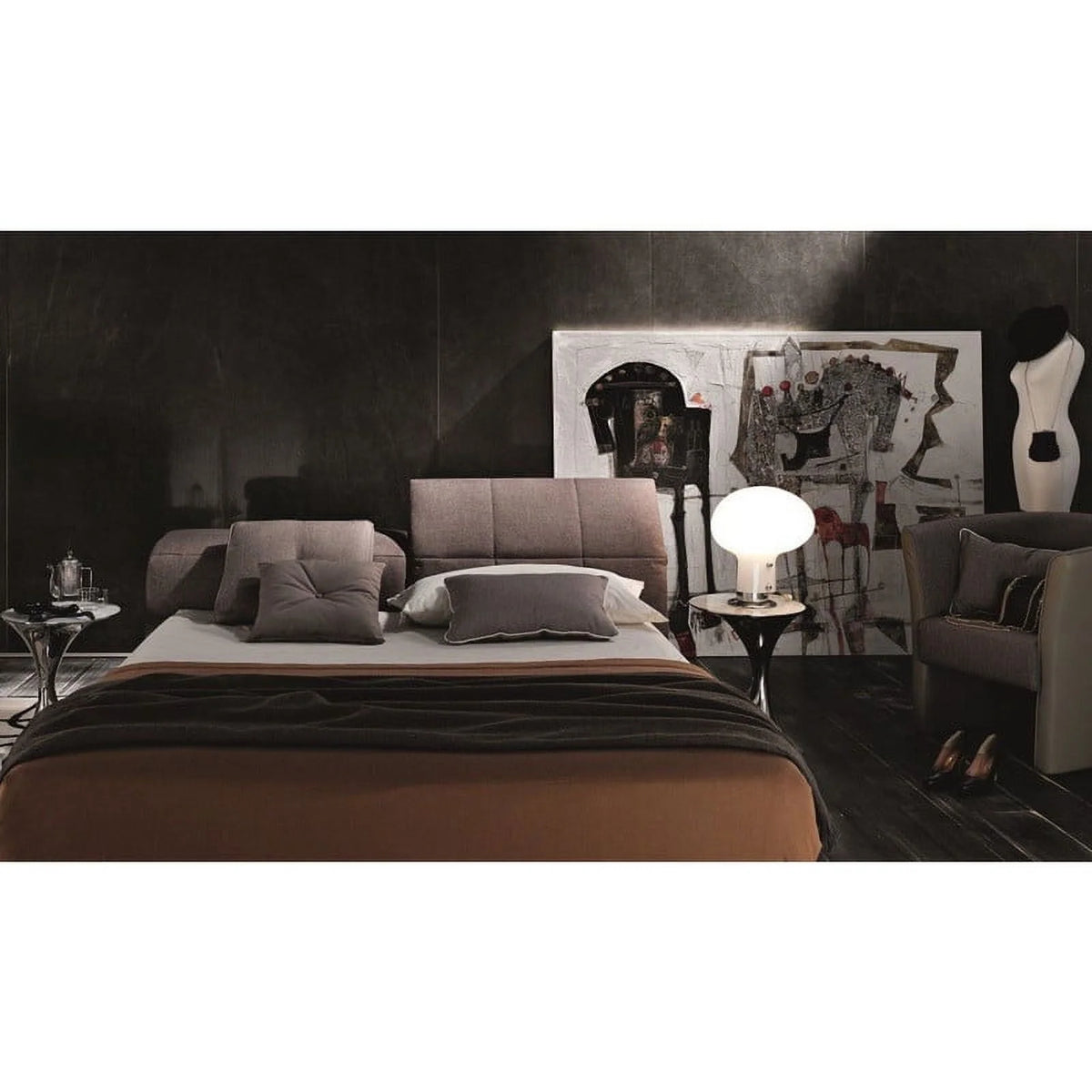 Queen Size Taupe Storage Bed B3748