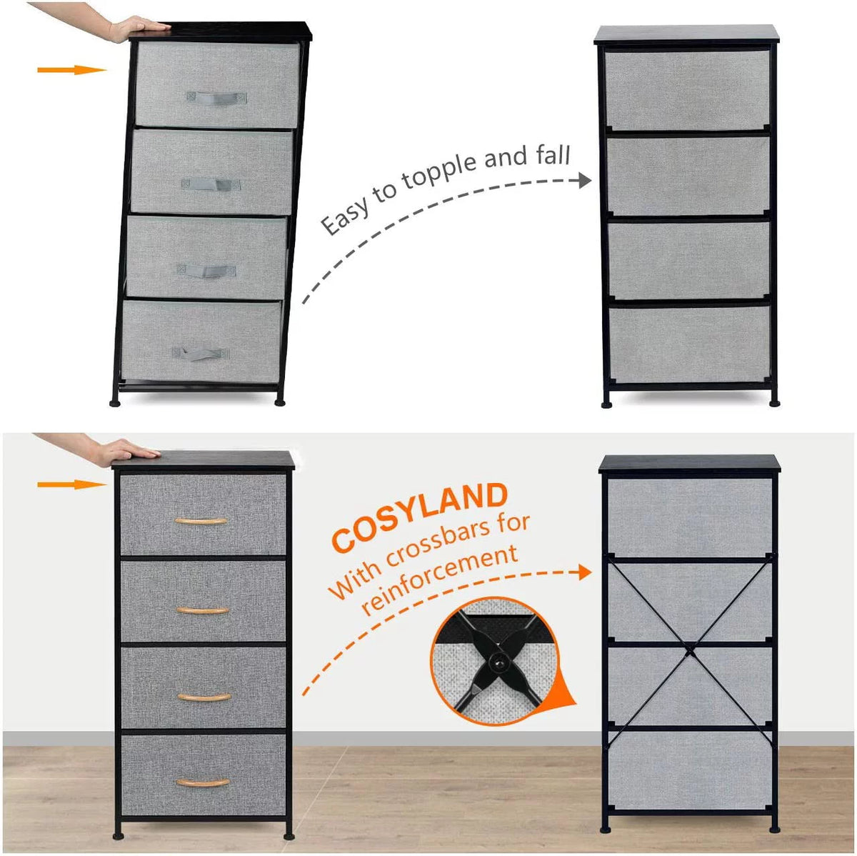 4 Drawer Fabric Dresser Storage Tower J841131