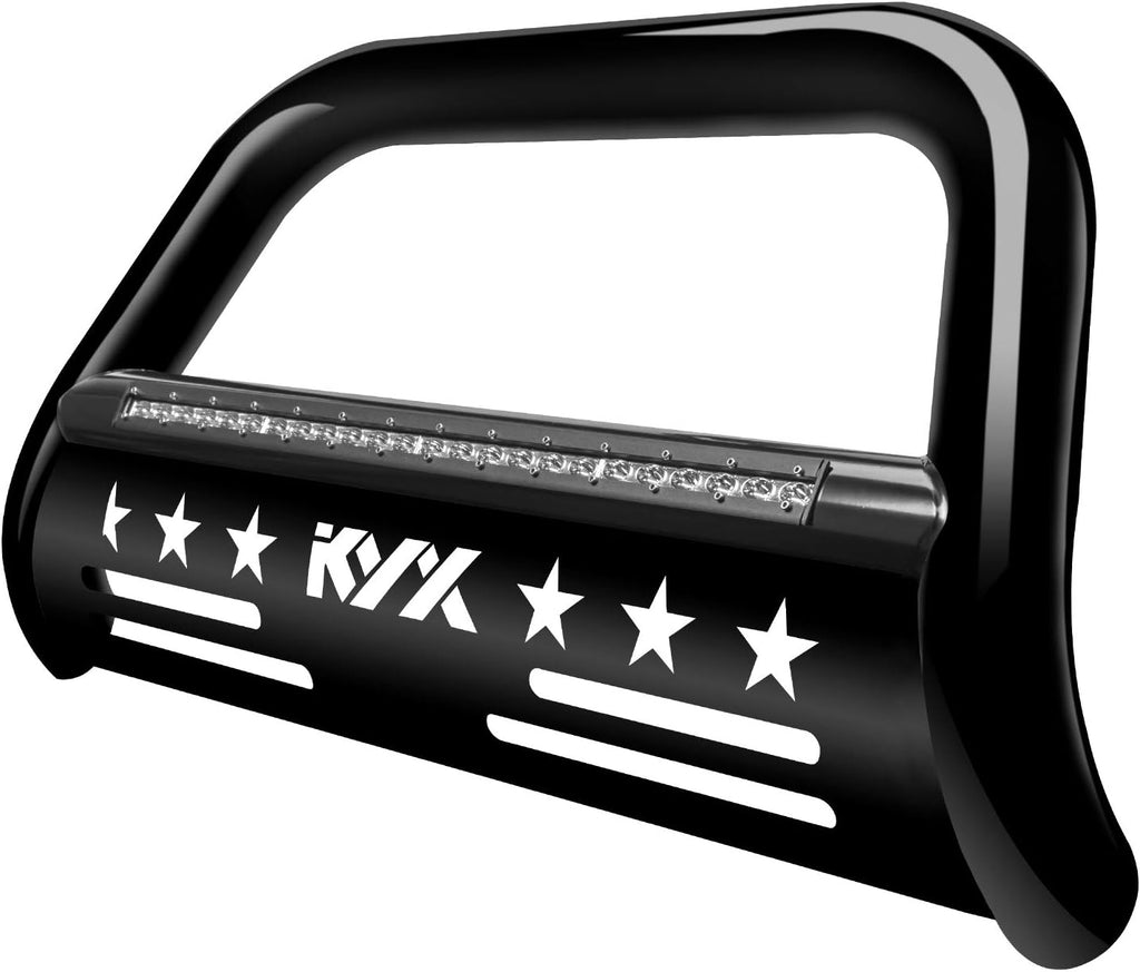 Black 3" Brush Grille Guard Front Bumper with Removable Skid Plate P323