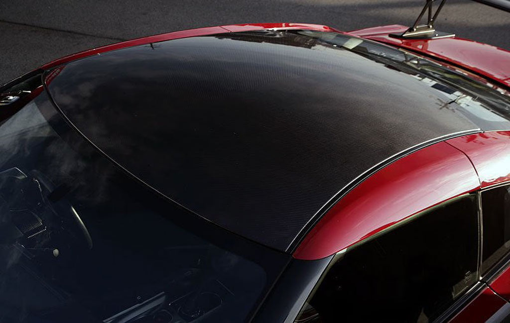 Black Carbon Fiber Roof Panel Overlay Vinyl Film B231945