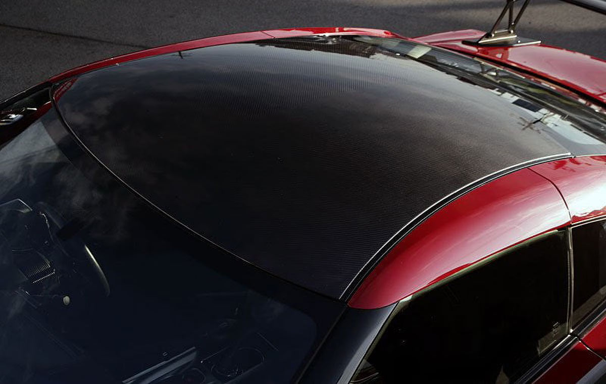Black Carbon Fiber Roof Panel Overlay Vinyl Film B231945