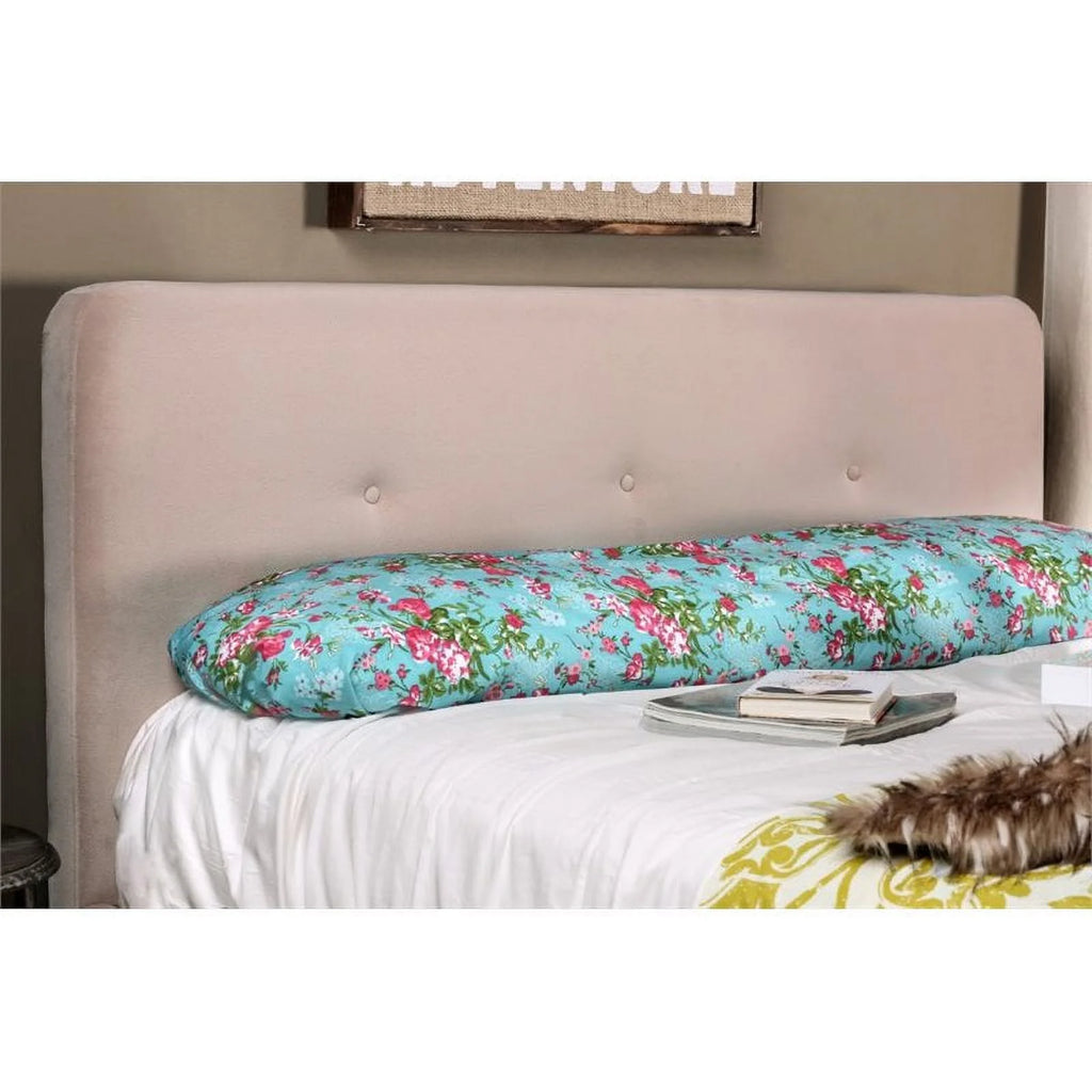 Beige Chenille Upholstered Queen Platform Bed W800413