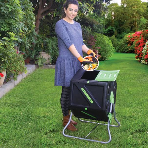 28 Gal Black Garden Composter with Hand Tool Kit Y301
