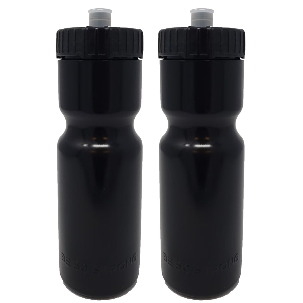 50 Strong Sports Squeeze Water Bottle 2 Pack - 22 oz. BPA Free Easy Open Push/Pull Cap - Fits in Most Bike Cages P45588