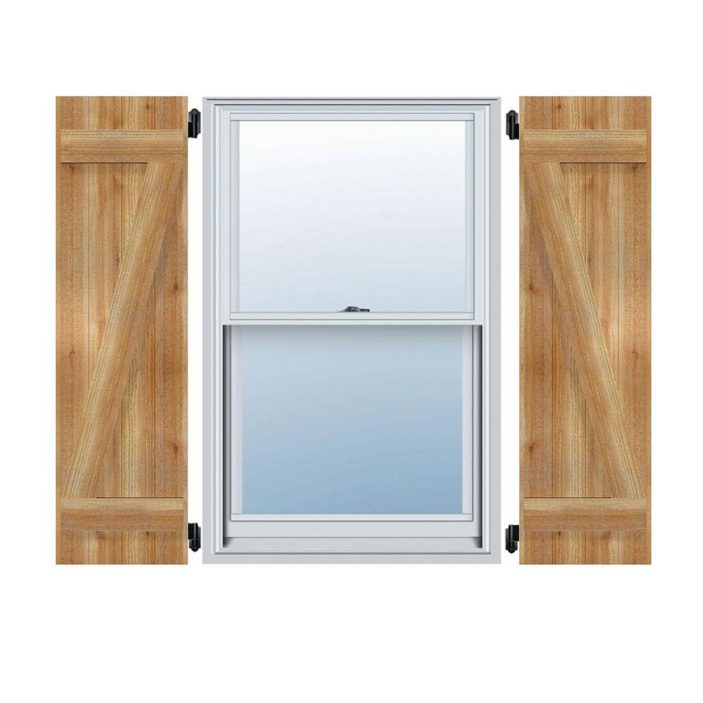 Rough Sawn Western Red Cedar Board-n-Batten Shutters with Z-Bar M76671