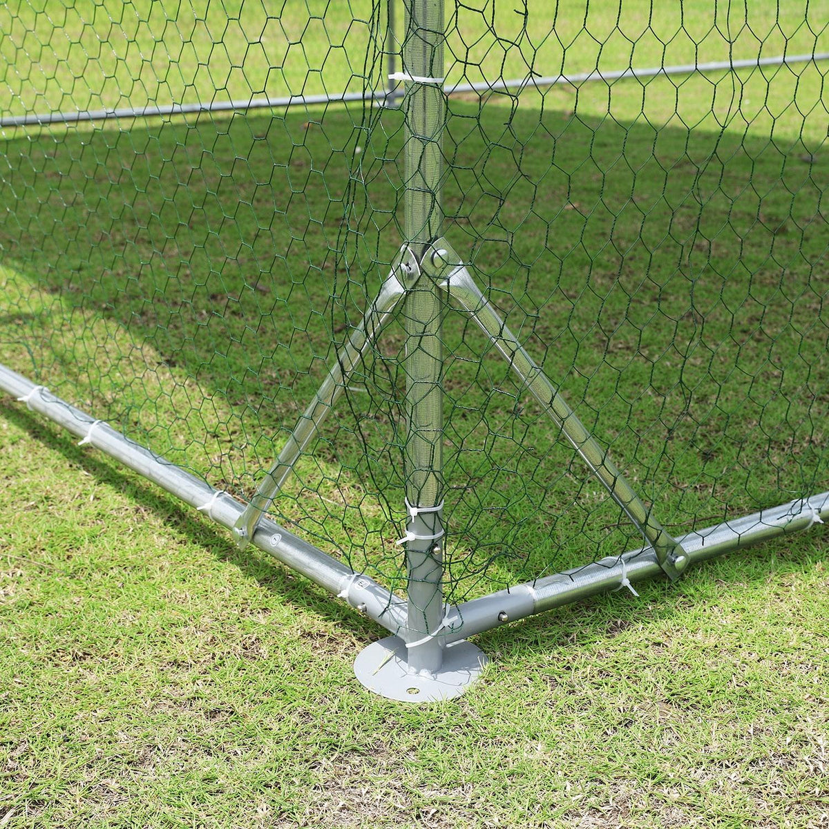 Large Metal Chicken Coop Walk-in Poultry Cage with Waterproof Cover (9.2'W x 18.7'L x 6.5'H) U4193