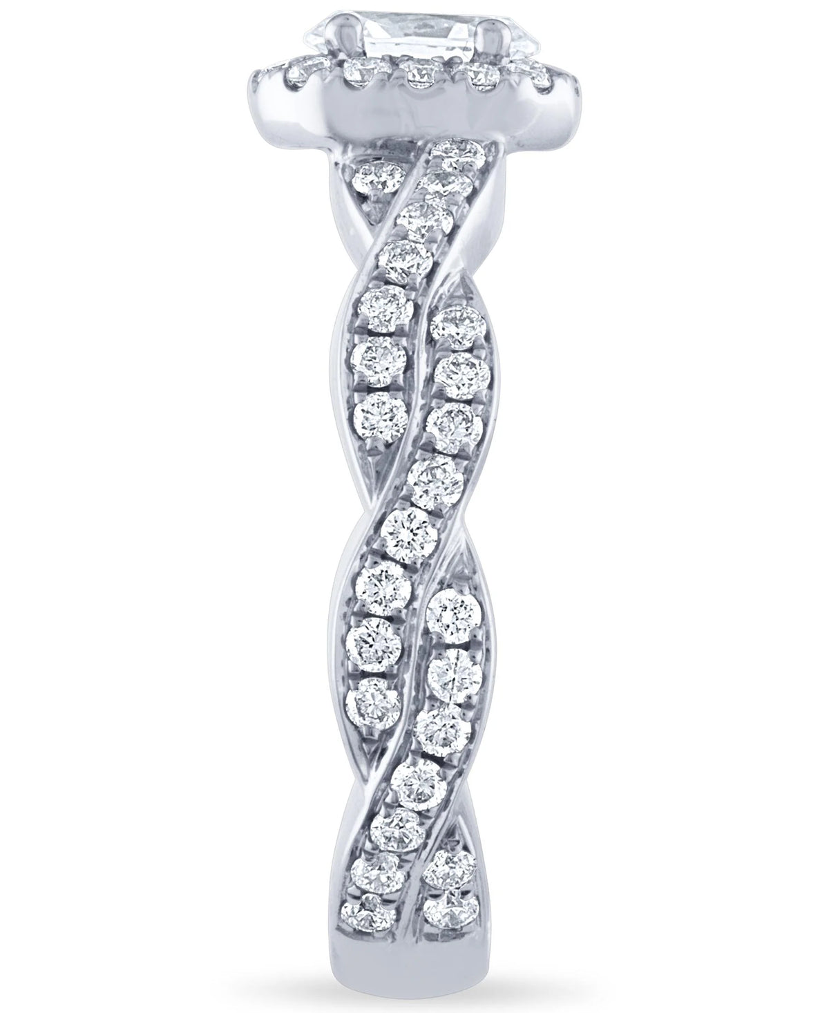 14k White Gold Diamond Halo Engagement Ring Size 7 J166